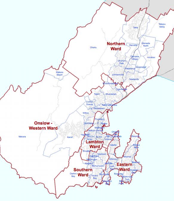 Wellington City Ward map