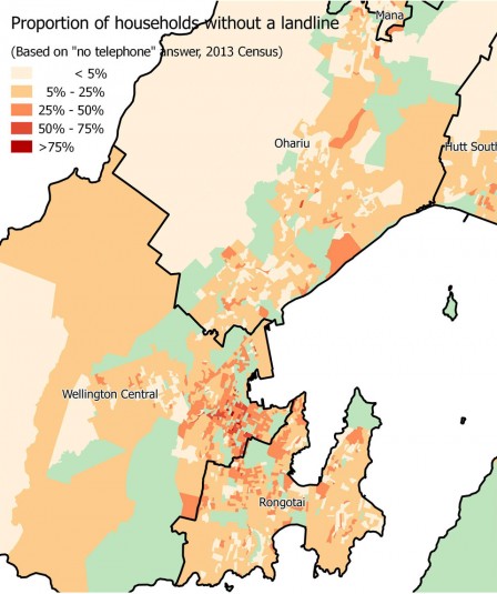 Map of Wellington households without landlines