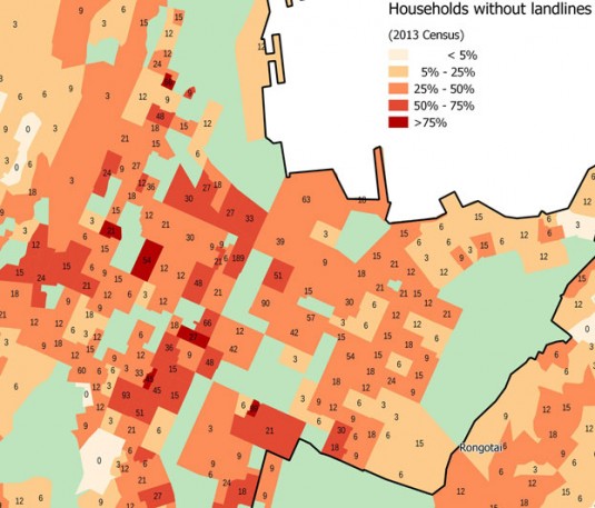 Map of Te Aro households without landlines