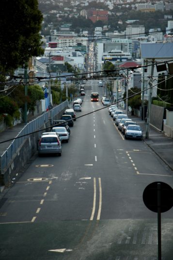 A view towards Kelburn from the Hataitai Bus Tunnel, Pirie Street, Mount Victoria.