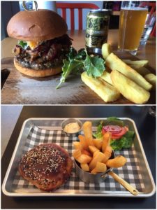 WOAP burgers at Grill Meats Beer (top) and Park Kitchen (bottom).