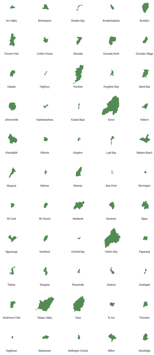 All Wellington suburb outlines