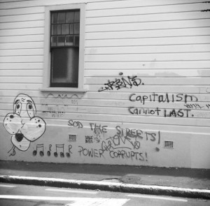 Capitalism cannot last - Basin Reserve graffiti