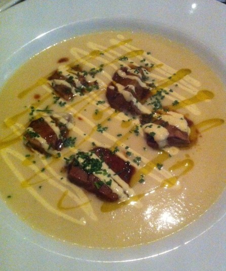 parsnip and cauliflower soup with lamb