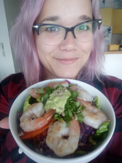Megan and her shrimp, very cute